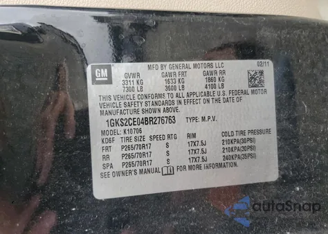 2011 GMC Yukon Slt from USA, damaged, VIN 1GKS2CE04BR276763